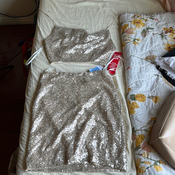 Dresses Nwt Two Piece Gold Sequin Skirt Set Poshmark — free download
